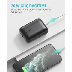 Aukey Pb-N83S-Bk 22.5W Scp 18W Pd Ve Qc 3.0 10000 Mah Pd Mi̇ni̇ Type-C Powerbank
