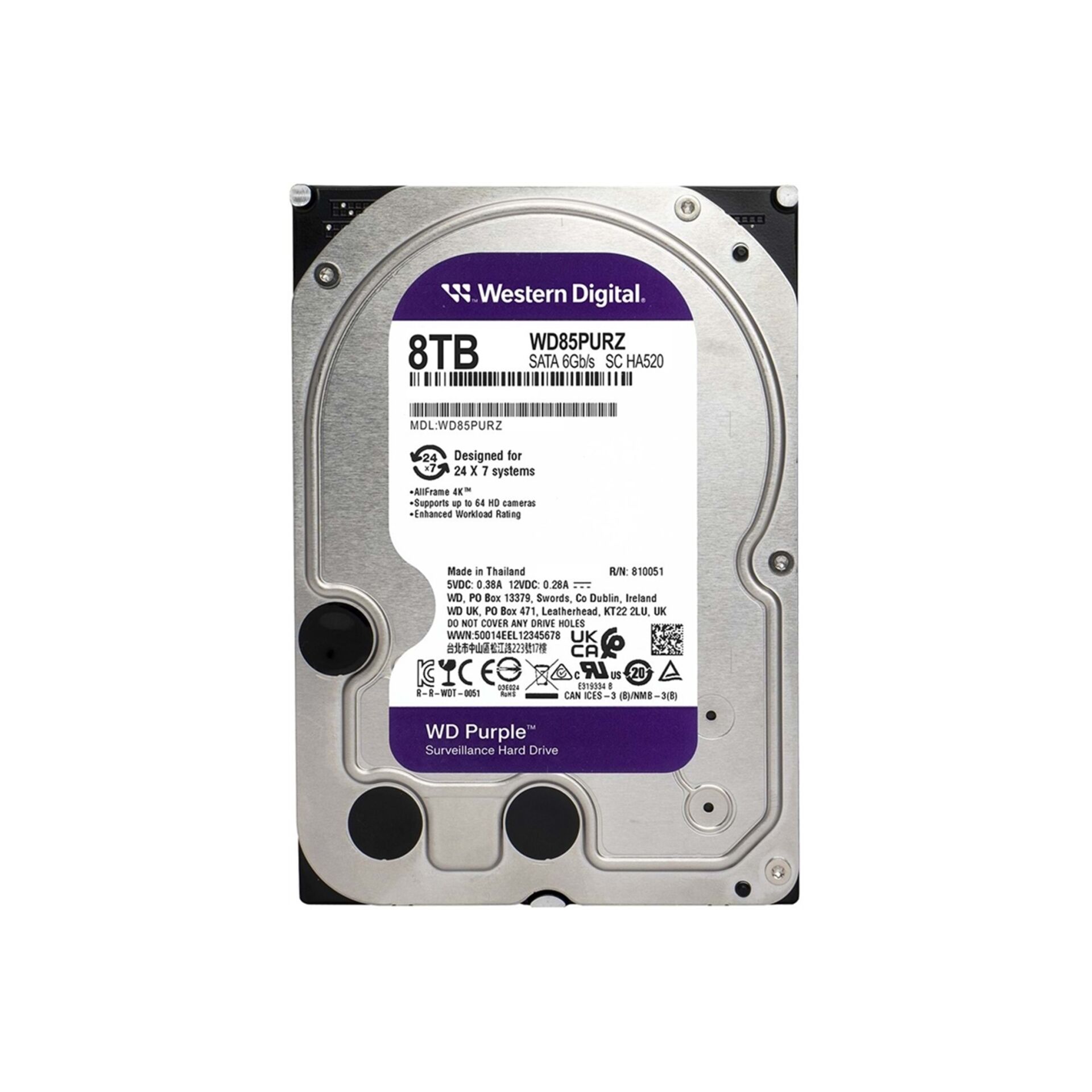 Wd Purple 8Tb 5640Rpm 128Mb Sata3 Wd85Purz 7/24 Hdd Resmi̇ Di̇sti̇ Garanti̇li̇