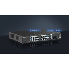 Ruijie Reyee Rg-Es220Gs-P 20 Port 10/100/1000 16 Port Poe 2 Port Uplink +2 Sfp 250W Cloud Yöneti̇lebi̇li̇r Rack Mount Switc