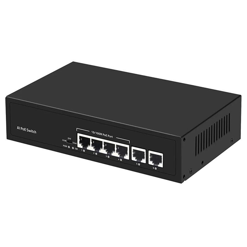 Uranium Poe-4020-55W 4 Port 10/100 + 2 Port 10/100 Rj45 Uplink Poe Switch (Realtek Chipset)