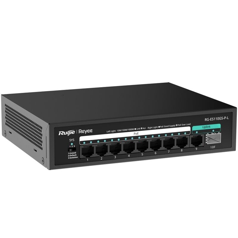 Ruijie Reyee Rg-Es110Gs-P-L 8 Port 10/100/1000 8 Port Poe 1Xge Uplink 1 X Sfp 120W Yonetilemez Desktop Switch