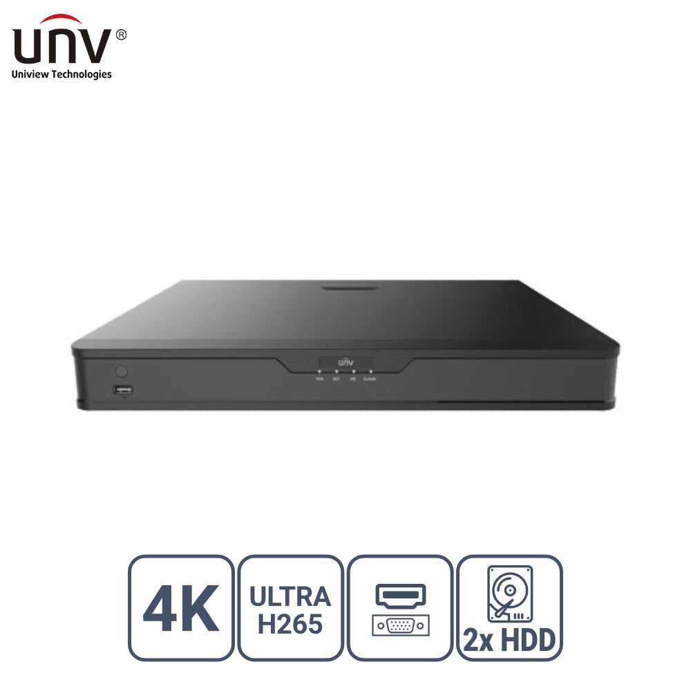 Uniview Nvr302-16S2 16 Kanal Vga/Hdmi 2X Hdd H265+ Nvr Kayit Ci̇hazi