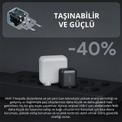 Aukey Pa-B1L-Bk 30W Omni̇a Ii Mi̇ni̇ Gan Type-C Pd Şarj Adaptörü