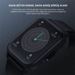 Aukey Sw-1S-Bk Akilli Saat 4.3Cm Ip68 Tft Lcd Parlak Ekran Bt Arama Sağlik Moni̇törü 12 Gün Pi̇l Si̇yah