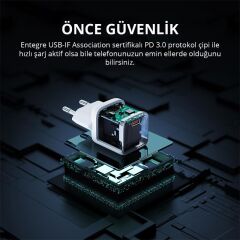 Aukey Pa-B1T-Wh 20W Omni̇a Ii Mi̇ni̇ Gan Pd Qc 3.0 Type C Hizli Şarj Adaptörü