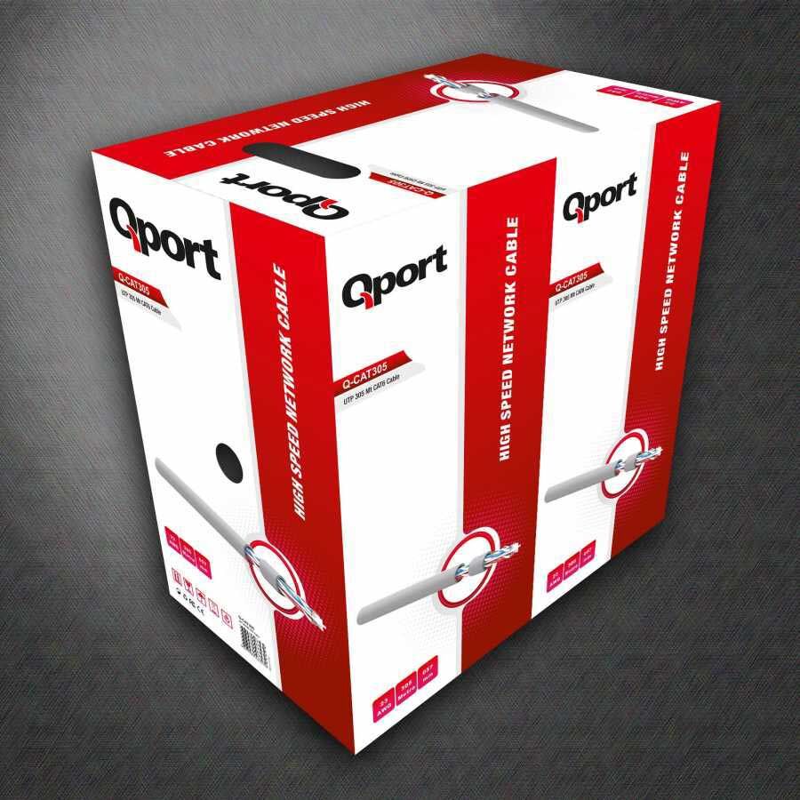 Qport Q-Cat6 305 Mt Utp Cat6 Network Kablo Gri 23Awg 0.57Mm