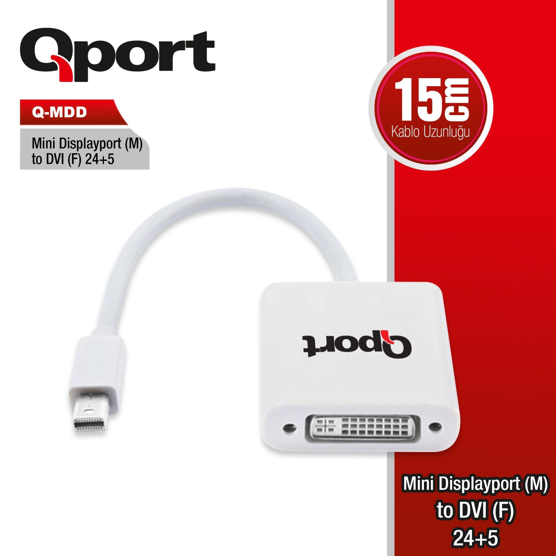 Qport Q-Mdd Mini Display To Dvi Çevi̇ri̇ci̇ Adaptör