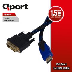 Qport Q-Hdv Dvi 24+1 To Hdmi 1.5Mt Çevi̇ri̇ci̇ Kablo