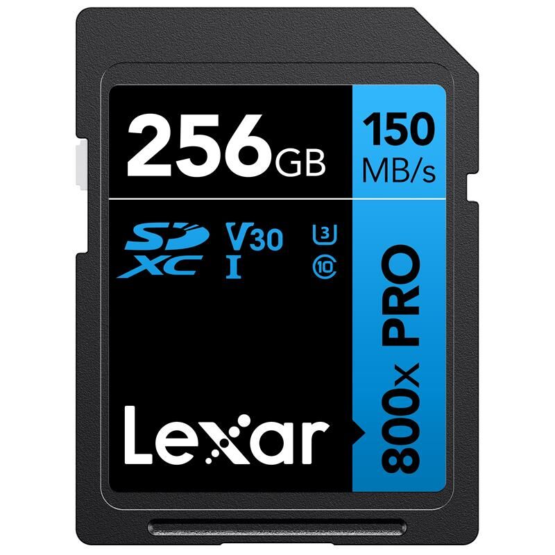 256Gb Lexar Lsd0800P256G-Bnnng Professional 800X Pro Sdxc Uhs-I Cards Up To 150Mb/S Read 45Mb/S Write C10 V30 U3