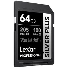 64Gb Lexar Lsdsipl064G-Bnnng Professional Silver Plus Sdxc Uhs-I Cards Up To 205Mb/S Read 100Mb/S Wr