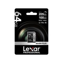 64Gb Lexar Lsdsipl064G-Bnnng Professional Silver Plus Sdxc Uhs-I Cards Up To 205Mb/S Read 100Mb/S Wr