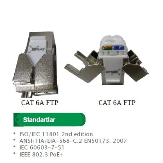 Erat Eac-C6Aftp-Jck 180 Derece ( Zirhli ) Cat6A Keystone Jack