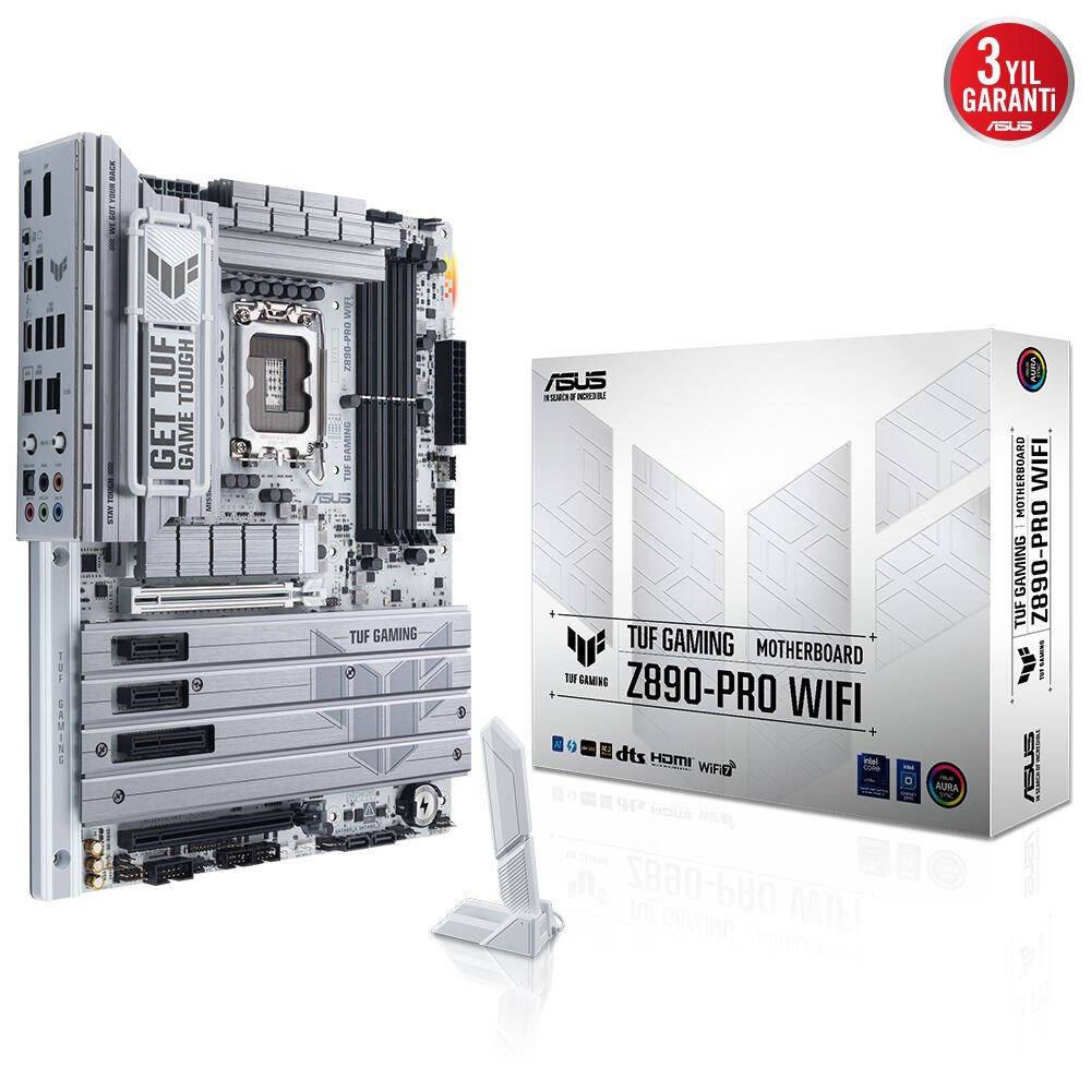 Asus Tuf Gaming Z890-Pro Wifi 4X Ddr5 Dp/Hdmi 4X M.2 1X 2.5Glan/Wifi7/Bt 2X Usb4 1851P Anakart