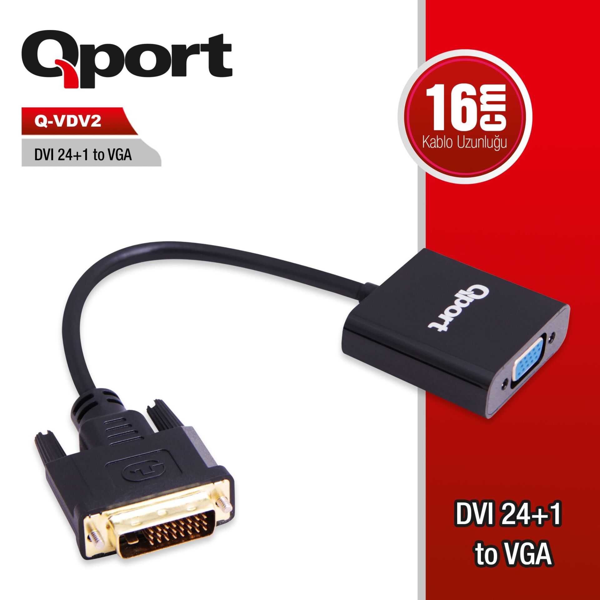 Qport Q-Vdv2 Dvi 24+1 To Vga Çevi̇ri̇ci̇ Adaptör