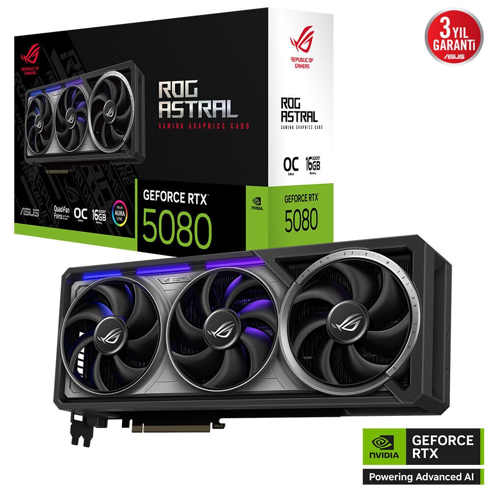 Asus Rog-Astral-Rtx5080-O16G-Gaming Rtx5080 16Gb Gddr7 256Bit 3Xdp/1Xhdmi