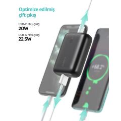 Aukey Pb-N83S-Bk 22.5W Scp 18W Pd Ve Qc 3.0 10000 Mah Pd Mi̇ni̇ Type-C Powerbank