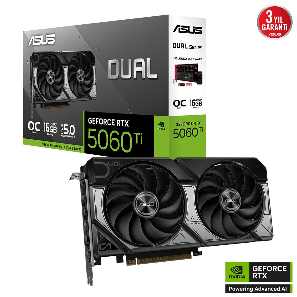 Asus Dual-Rtx5060Ti-O16G Rtx5060Ti 16Gb Gddr7 128Bit 3Xdp/1Xhdmi