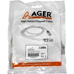 Ager Ac-602-010 1Mt Utp Cat6 Patch Kablo Gri Cu, Lszh Awg 26/7