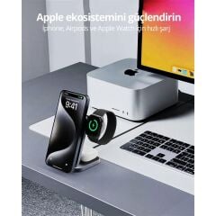 Aukey Lc-Mc312-Gy Magfusion Z Qi2 15W Katlanabi̇li̇r 3 Ü 1 Arada Miknatisli Kablosuz Şarj Ci̇hazi
