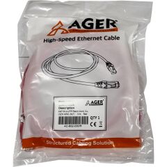 Ager Ac-602-030 3 Mt Utp Cat6 Patch Kablo Kirmizi Cu, Lszh Awg 26/7