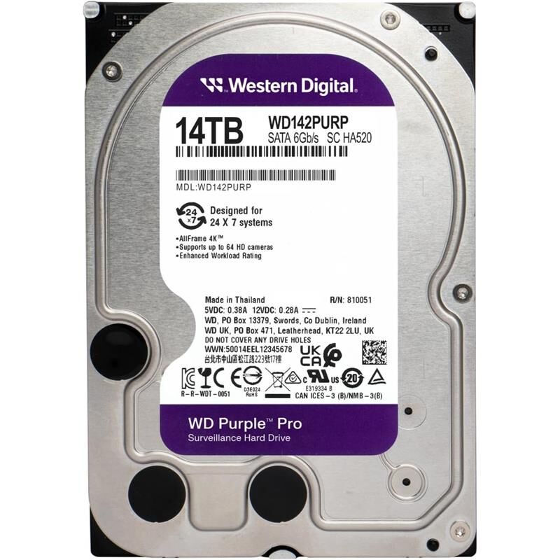 14 Tb Wd 3.5 Purple Sata3 7200Rpm 512Mb 7/24 Guvenlik Wd142Purp (3 Yil Resmi Dist Garantili)