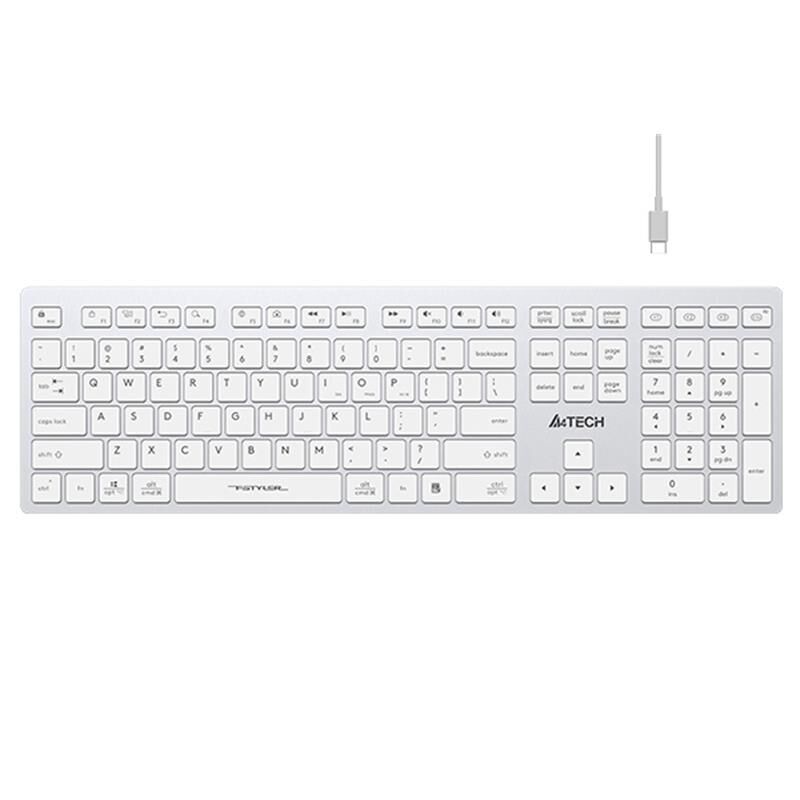 A4 Tech Fbx50C Beyaz Bluetooth+2.4G Nano Mm Sarj Edilebilir Kablosuz Klavye