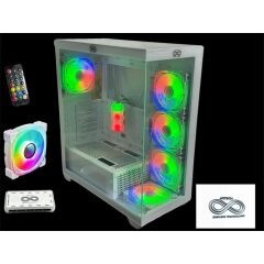 Aztech Azt201 W5*Rgb Fan Uzaktan Kumanda Temperli̇ Cam Rgb Switch Beyaz Akvaryum Gaming Kasa