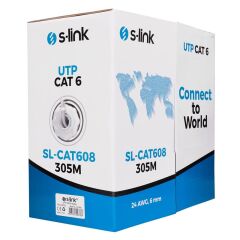 S-Link Sl-Cat608 305Mt 6Mm 24Awg Cat6 Kablo Gri̇