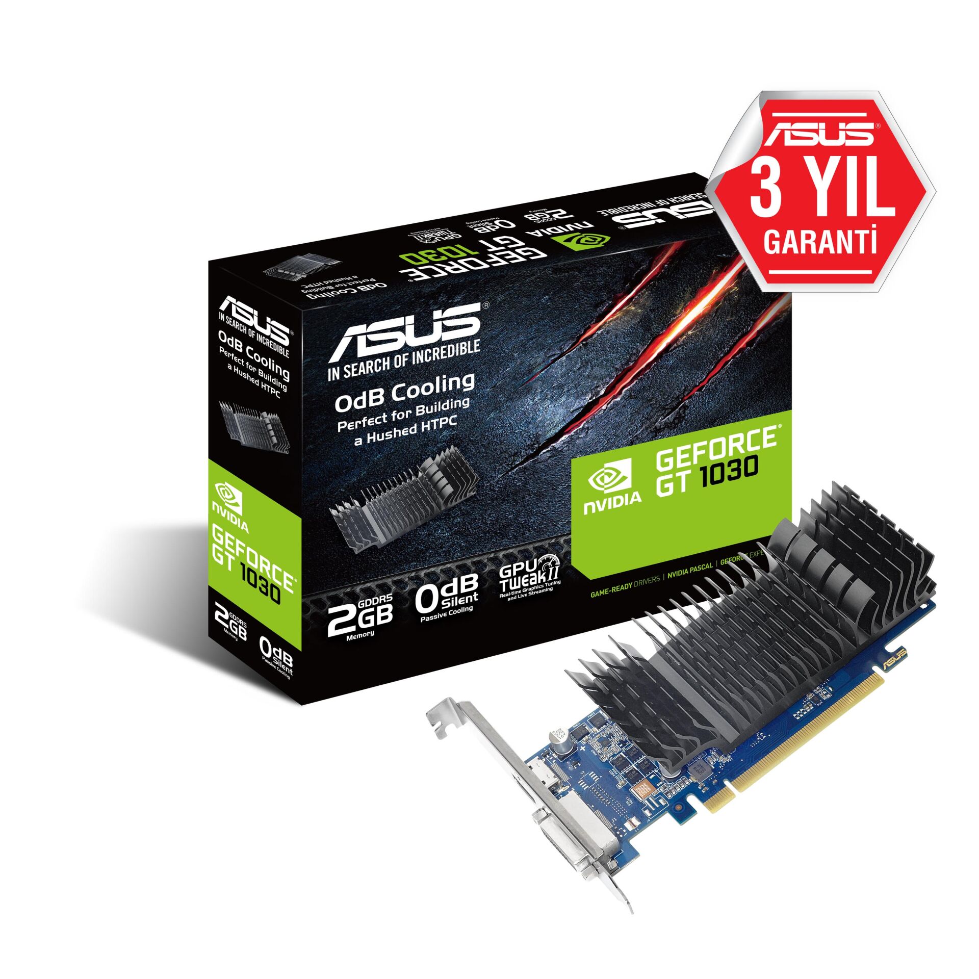 Asus Gt1030-Sl-2G-Brk Gt1030 Low Profile 2Gb Ddr5 64Bit Dvi/Hdmi 16X Gt1030-Sl-2G-Brk