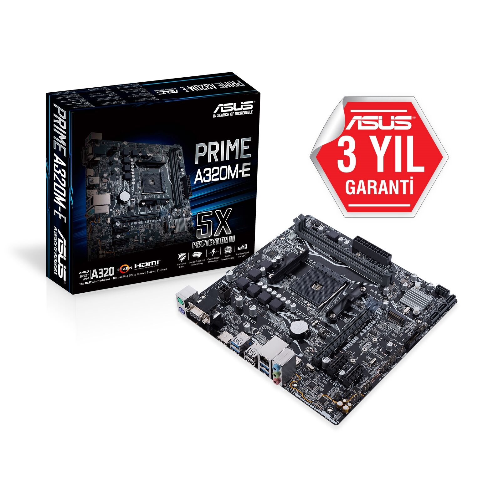 Asus Prime A320M-E A320 2Xddr4 Vga+Dvi+Hdmi 16X M.2 Am4 Anakart