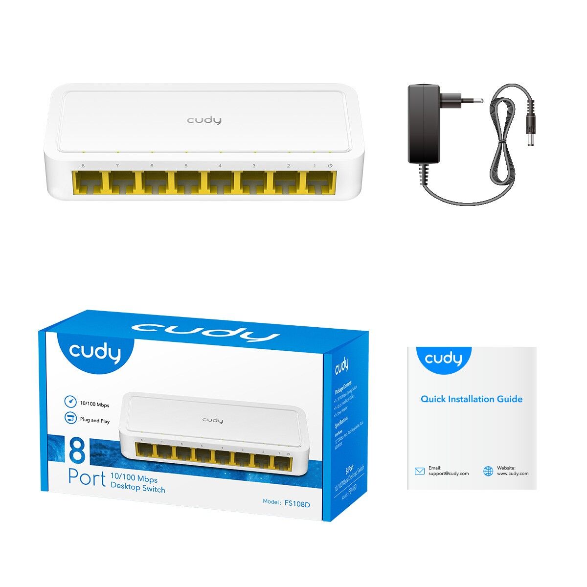 Cudy Fs108D 8 Port 10/100 Yonetilemez Desktop Switch Plasti̇k Kasa