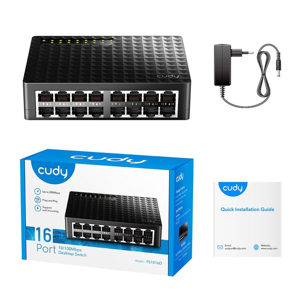 Cudy Fs1016D 16 Port 10/100 Yonetilemez Desktop Switch Plasti̇k Kasa