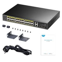 Cudy Gs1026Ps2 24 Port 10/100/1000 24 Port Poe+ 2 Port Uplink +2 Sfp 300W Yonetilemez Rack Mount Switch