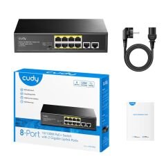 Cudy Fs1010Pg 8 Port 10/100 8 Port Poe+ 2 Port Uplink 120W Yonetilemez Desktop Switch