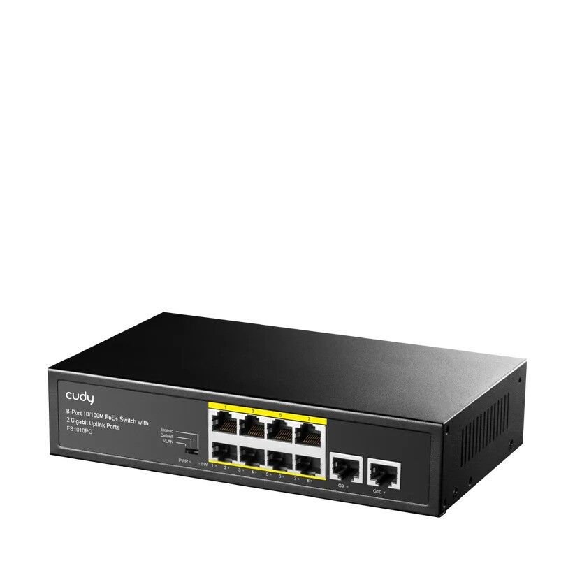 Cudy Fs1010Pg 8 Port 10/100 8 Port Poe+ 2 Port Uplink 120W Yonetilemez Desktop Switch
