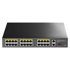 Cudy Fs1026Ps1 24 Port 10/100 24 Port Poe+ 2 Port Uplink + 1 Sfp 300W Yonetilemez Rack Mount Switch