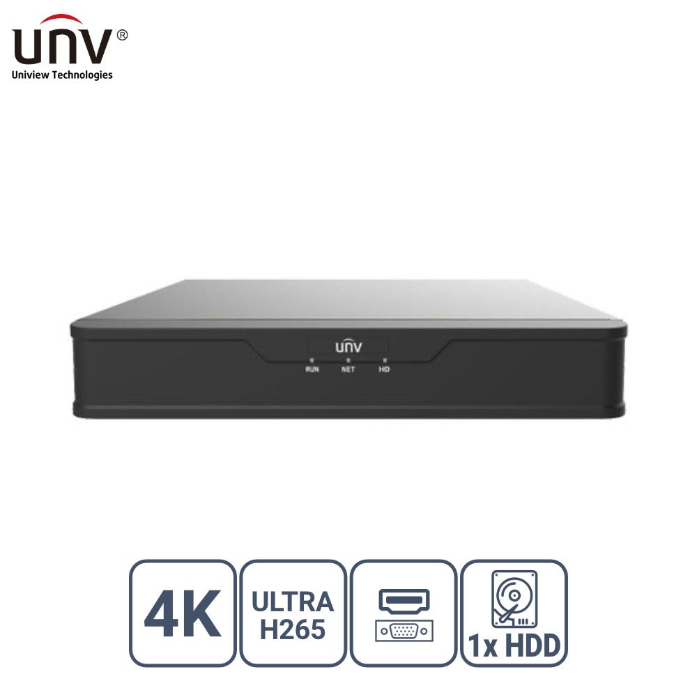 Uniview Nvr301-04S3 4 Kanal Vga/Hdmi H265+ Nvr Kayit Ci̇hazi