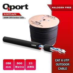 Qport Q-Catflash 500 Metre Lszh Cat6 Outdoor 23Awg 0.58Mm Yanmaz Kablo (Halogen Free)