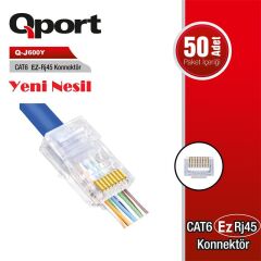 Qport Q-J600Y Cat6 50 Li̇k Paket Ezrj45 Yeni̇ Nesi̇l Konnektör