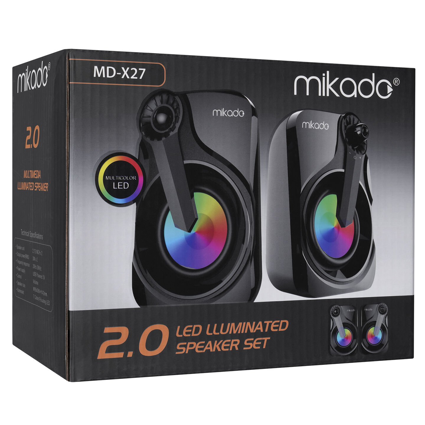 Mikado Md-X27 1+1 3W Usb 2.0 Si̇yah Rgb Hoparlör