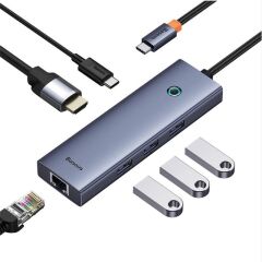 Baseus Ultra Joy 6In1 Multi Gri Type-C Hub Gi̇ri̇ş:type-C Çikiş:usb X3, Type-C X1, Hdmi X1,Eth Rj45 X1 B00052807813-00
