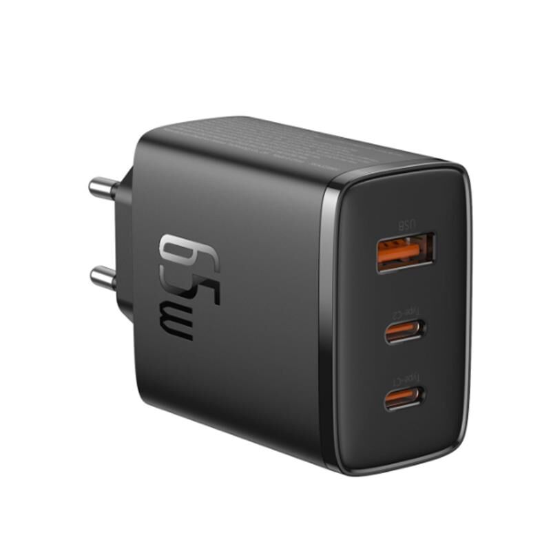 Baseus Cube Pro 2C+U P10152301113-00 65W Duvar Ti̇pi̇ Hizli Şarj Ci̇hazi Si̇yah Çikiş:usb X1, Type-C X2