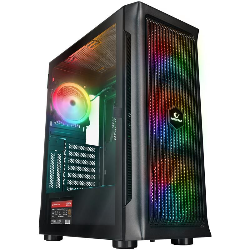 Rampage Prolix Mesh 850W 80+ 4X120Mm Argb Fan+Kontrolcü Manyeti̇k Temperli̇ Camli Atx Midi Tower Gaming Kasa