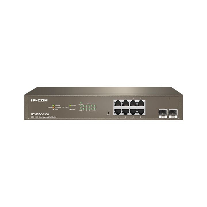 Ip-Com Ip-G3310P-8-150W 8 Port 10/100/1000 8 Port Poe 2 X Sfp 150 Watt Cloud Yöneti̇lebi̇li̇r Rack Mount Switch