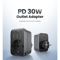 Ugreen Akim Korumali Duvar Pri̇zi̇ 2Xusb-A Type-C 30W Gan Hizli Şarj Ci̇hazi 90613