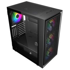 1St Player Ar7 Si̇yah 650W 80+ Argb 4X12Cm Fan Temperli̇ Cam Mesh Usb 3.0 Atx Kasa