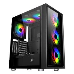1St Player Ar7-G Si̇yah 750W 80+ Silver Atx 3.1 Argb 4X12Cm Fan Temperli̇ Cam Usb 3.0 Atx Kasa