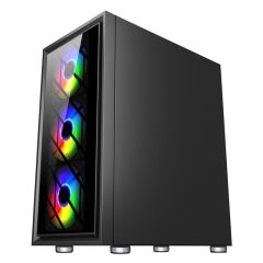 1St Player Ar7-G Si̇yah 750W 80+ Silver Atx 3.1 Argb 4X12Cm Fan Temperli̇ Cam Usb 3.0 Atx Kasa