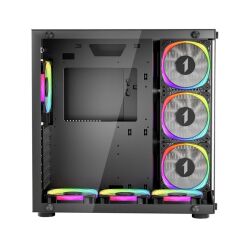 1St Player Sp8 Si̇yah 750W 80+ Silver Atx 3.1 Argb 7X12Cm Fan Temperli̇ Cam Usb 3.0 Atx Kasa