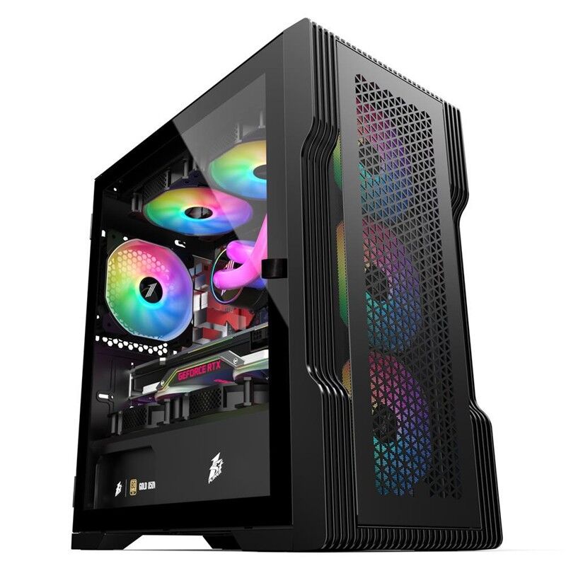 1St Player Trilobite T3 Si̇yah 600W 80+ Argb 4X12Cm Fan Temperli̇ Cam Mesh Usb 3.0 M-Atx Kasa